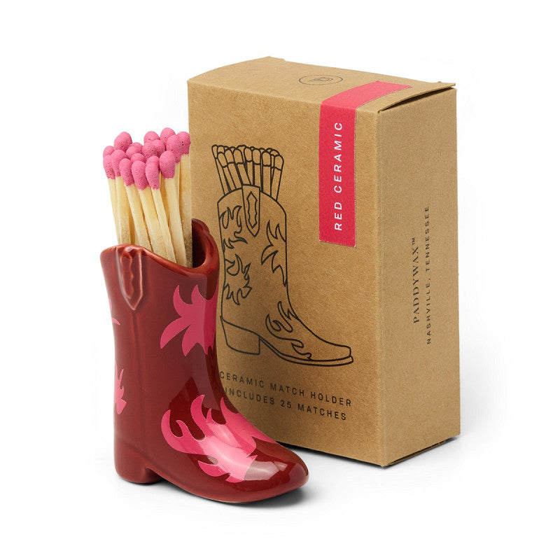 Nashville ceramic boot match holder RED & PINK