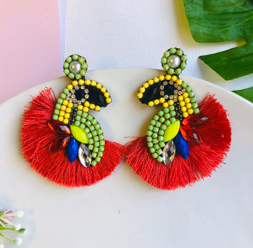 Parrots earrings / grænn