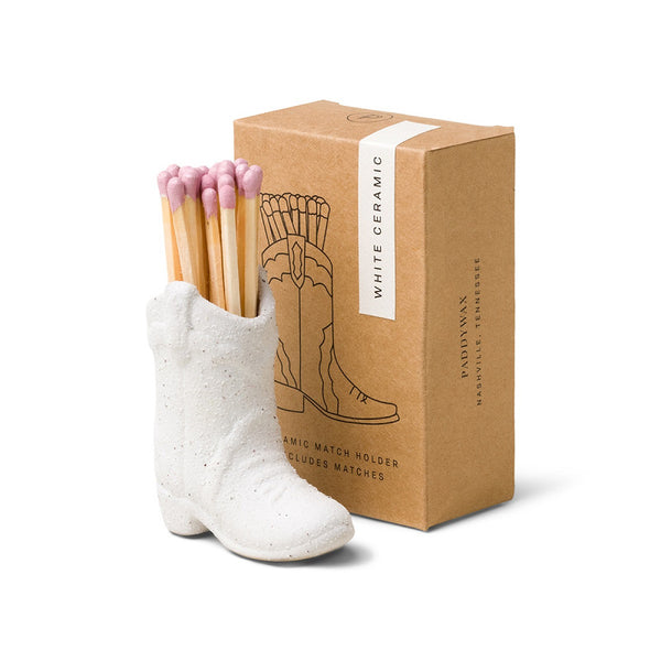 Nashville ceramic boot match holder WHITE