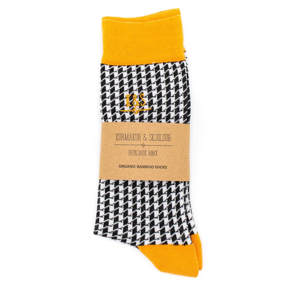 K&S sokkar - Houndstooth með orange 41-45